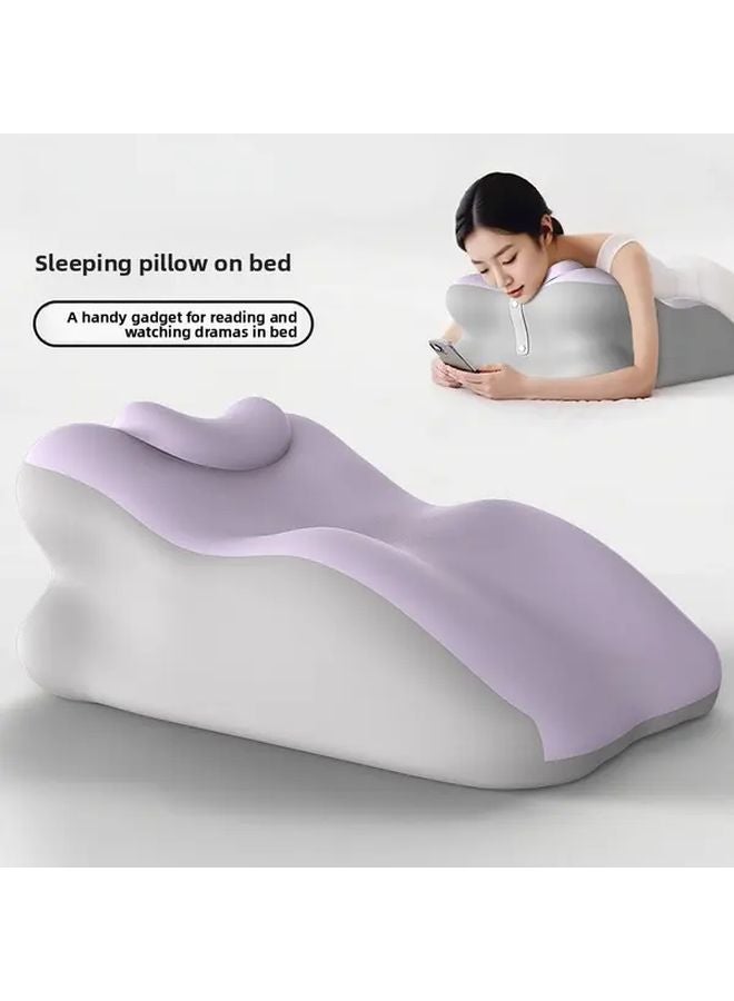 Purple Cervical Support Pillow Ergonomic Backrest Cushion Medium Firmness Breathable - Image 1